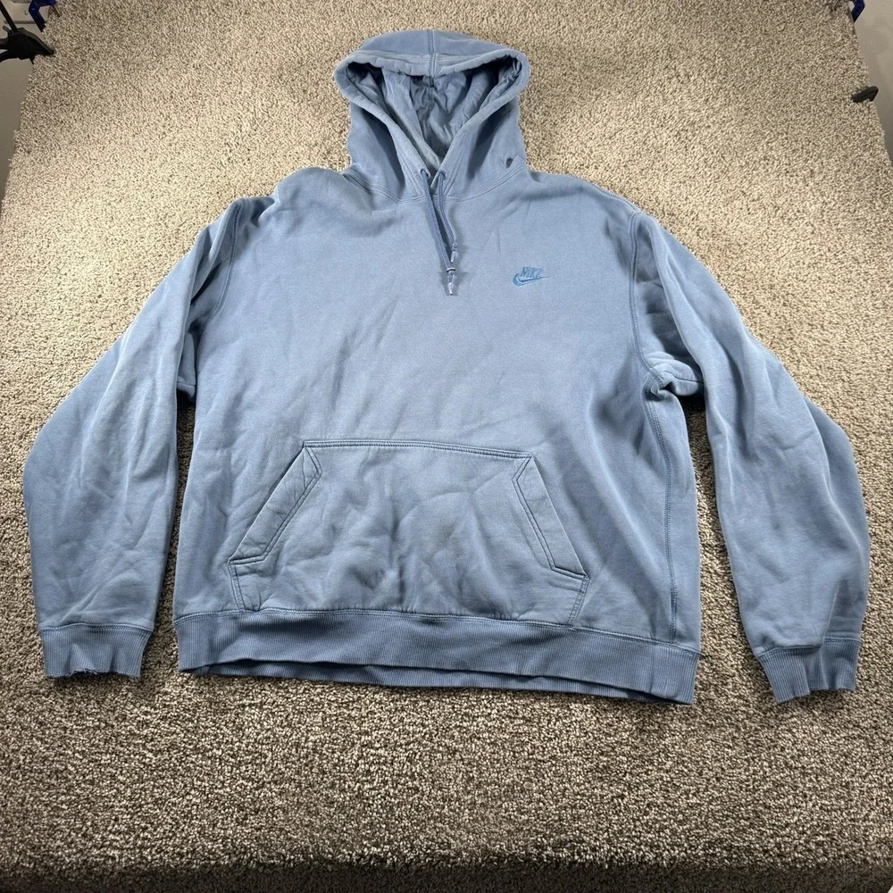 Nike Sweater Men XL Powder Blue Pullover Thrashed Hoodie Grunge Streetwear Baggy